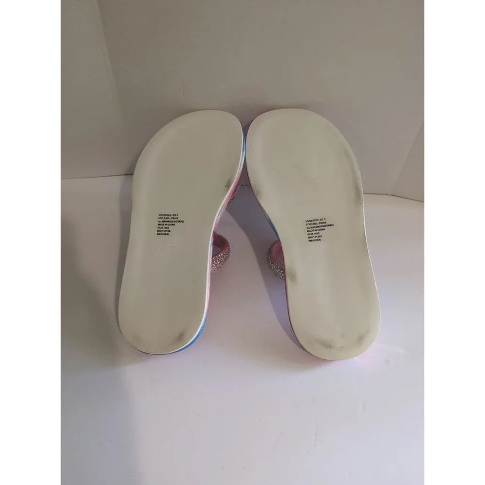 Jessica Simpson Pink Blue Watercolor Tye Die Girls Sparkle Youth Sandals  5  NEW